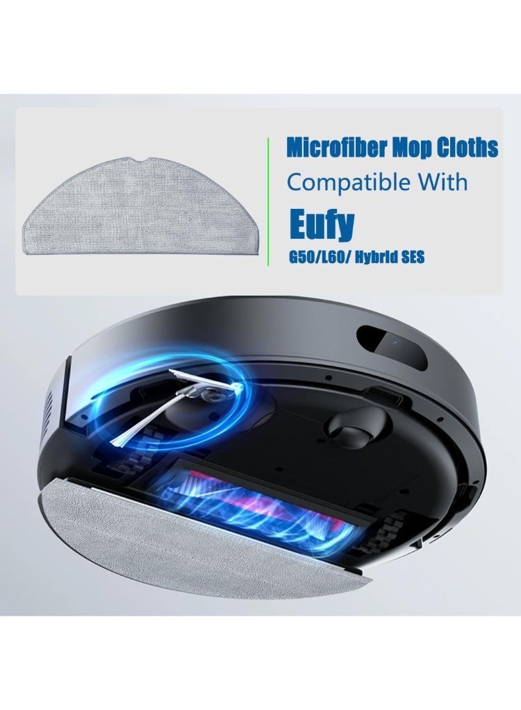 اكسيسن 10 قطع من قطع قماش المكنسة البديلة لمكانس Eufy G50/L60/Hybrid SES الروبوتية، ملحقات المكنسة - قطع قماش المكنسة المصنوعة من الألياف الدقيقة القابلة لإعادة الاستخدام - Image 2